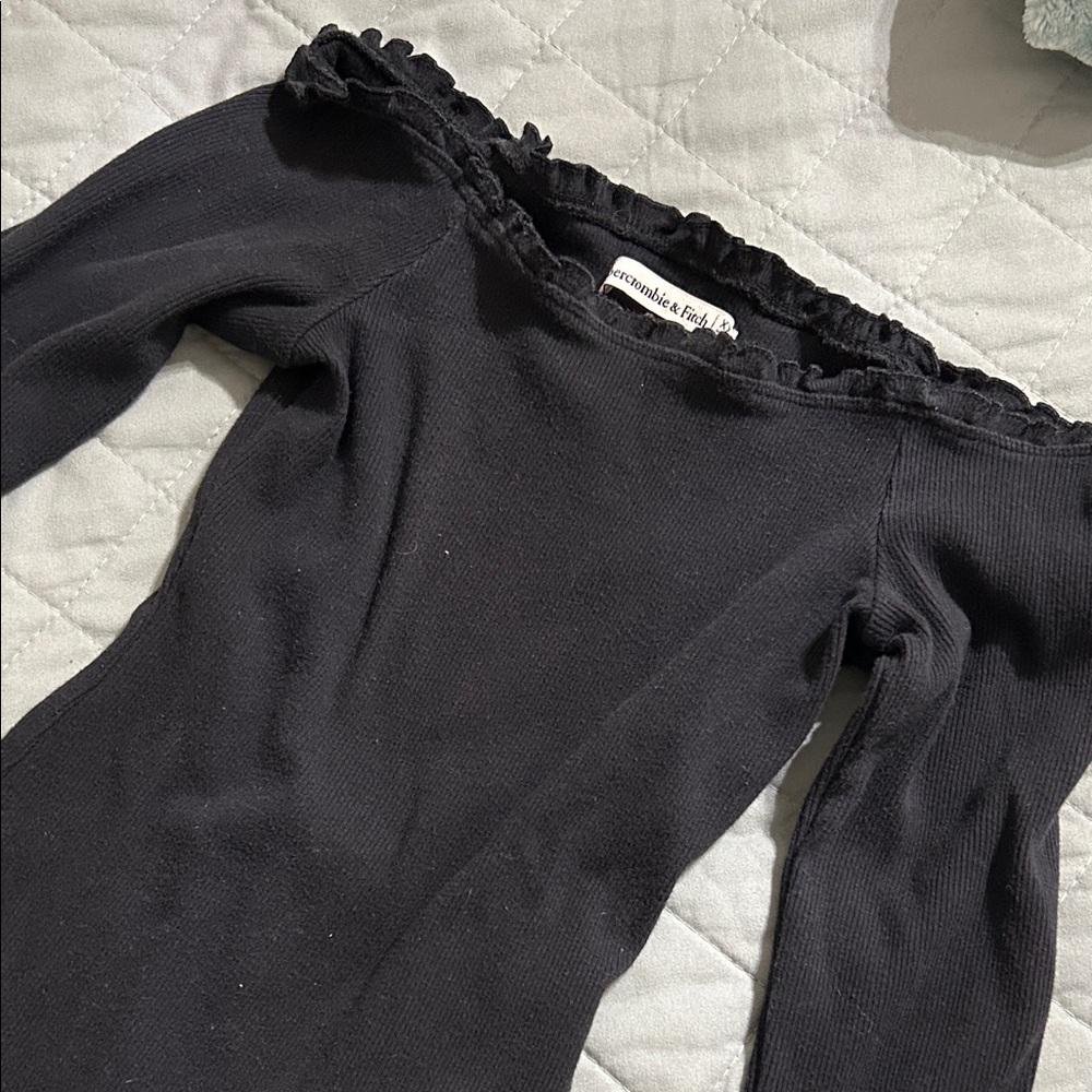 Abercrombie & Fitch Black Ruffle Bodysuit